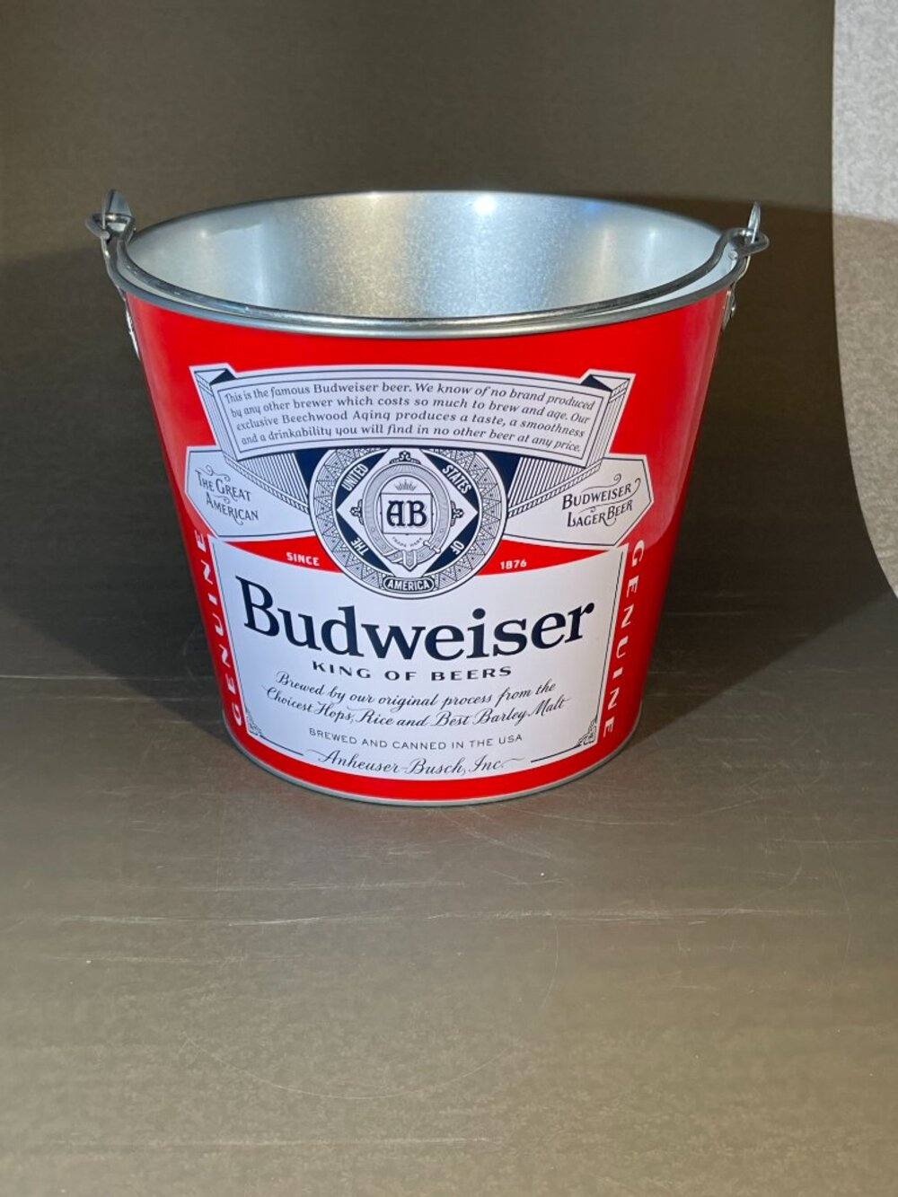 Budweiser Metal Beer Ice Bucket Pail Double-Sided 2019 (1247)